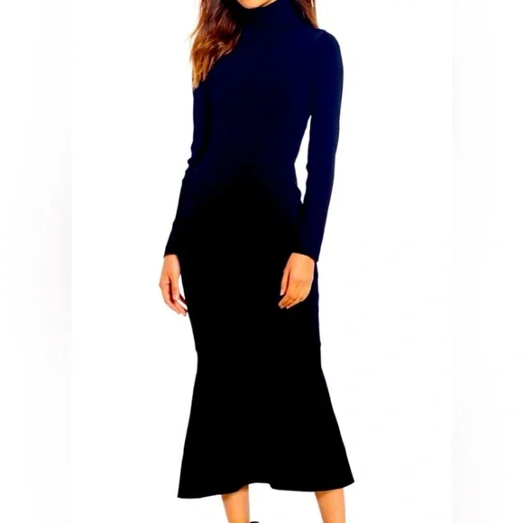 ANTONIO MELANI Fit And Flare Stretch Black Midi Dress Size Large - Picture 1 of 6